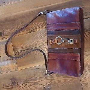 ETIENNE AIGNER Vintage Leather Handbag, Gold Tone Hardware, Tri-color Brown